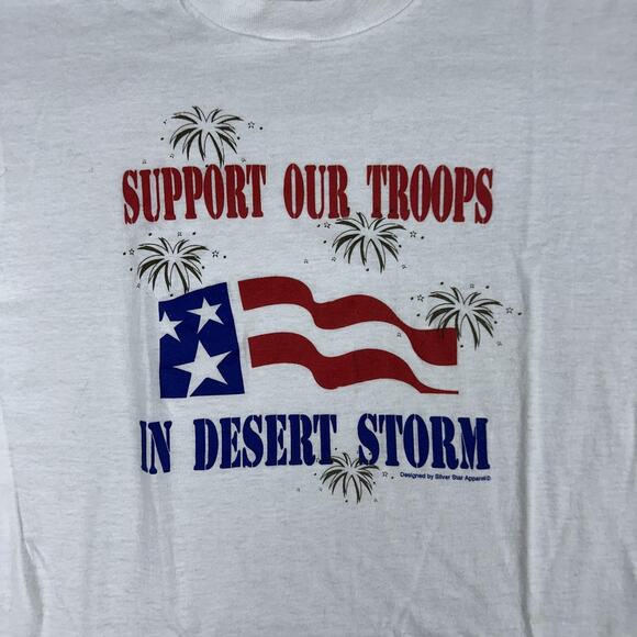 Vintage Support Our Troops Desert Storm Shirt Mens Large Screen Stars USA 90s - Picture 3 of 12